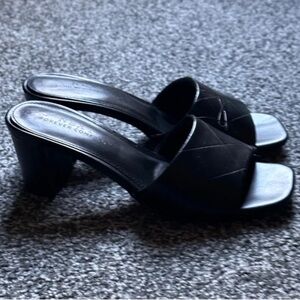 Next Elegant Black Heeled Mules
